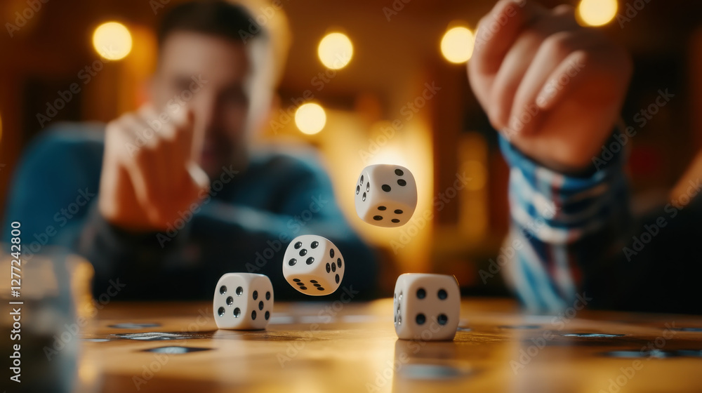 Engaging board game night with dice rolling for fun and strategy
